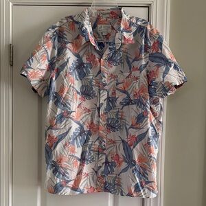 American Eagle Outfitters Orange and Blue Casual Button Down Shirt